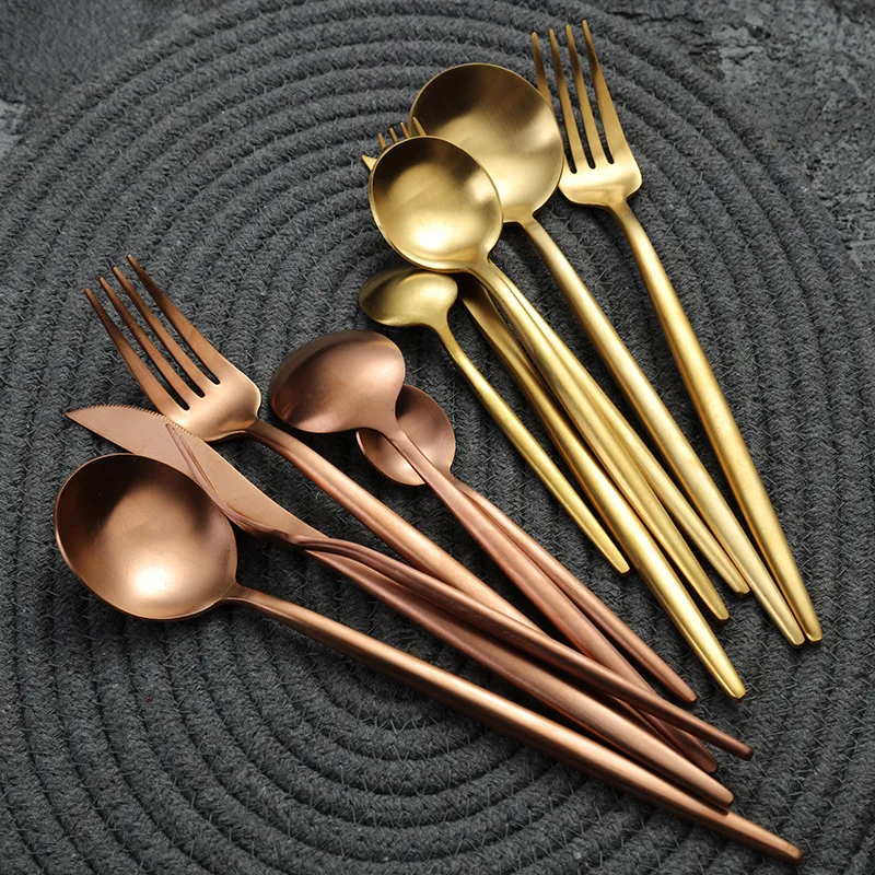 

Hot Sale 4 Pcs/set Gold Silver Stainless Steel Knife Dinnerware Western Cutlery Set Tableware Dinner Dinner Spoons Kitchen Tool