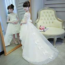 Г., лидер продаж, кружевные платья для первого причастия для девочек бальное платье без рукавов со шлейфом для девочек, свадебные платья на день рождения