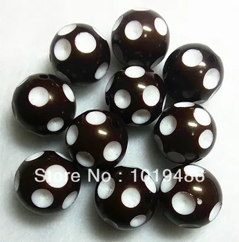 

100PCS/Lot Dark brown Color 20MM Acrylic Polka Dot Beads, Acrylic Round Chunky Beads for Chunky Necklace Jewelry