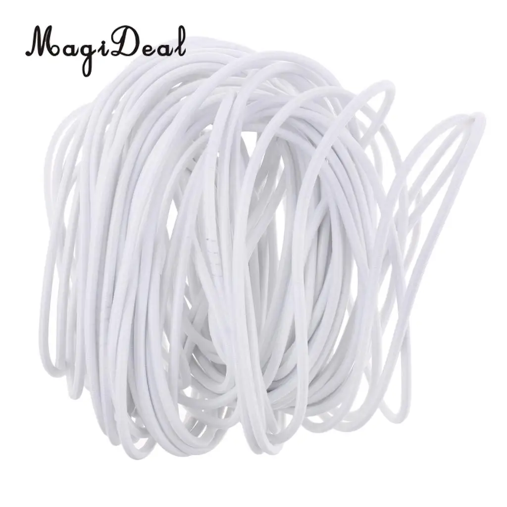 MagiDeal 5mm White Shock Cord - Marine Grade Polyester Coated Rubber Bungee Rope - UV Resistant - DIY, Tie Down, Indoor, Outdoor