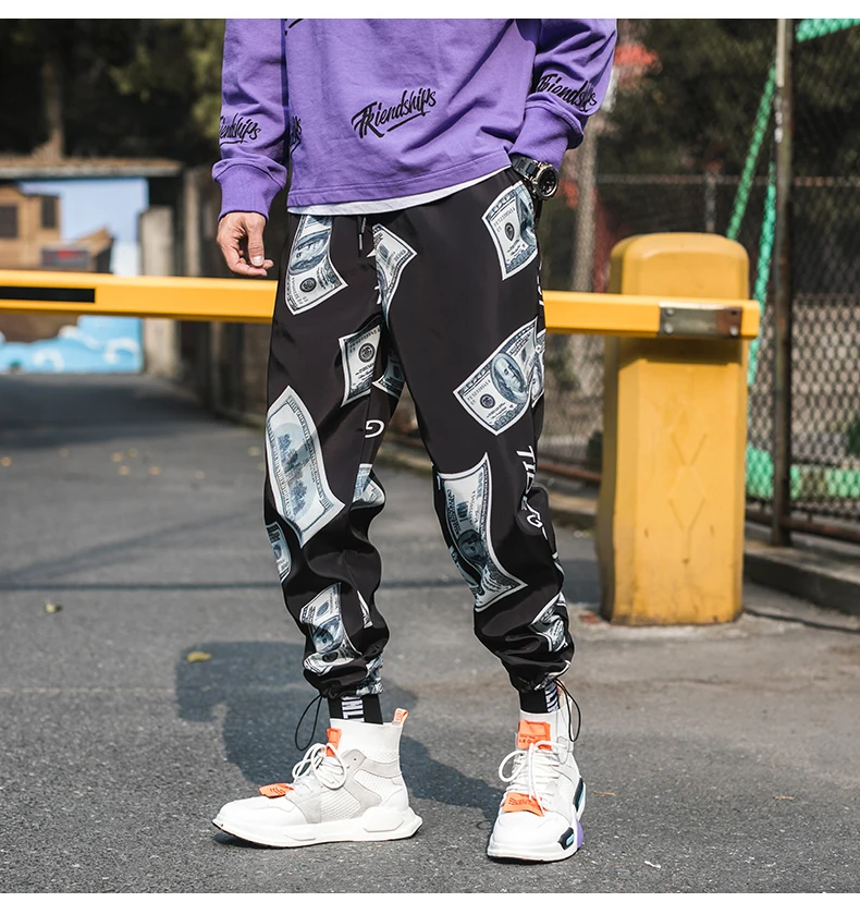 Новая мода печатных мужские шаровары хип хоп повседневное уличная Джоггеры для мужчин лето 2018 г. Модные брюки с эластичной резинкой на