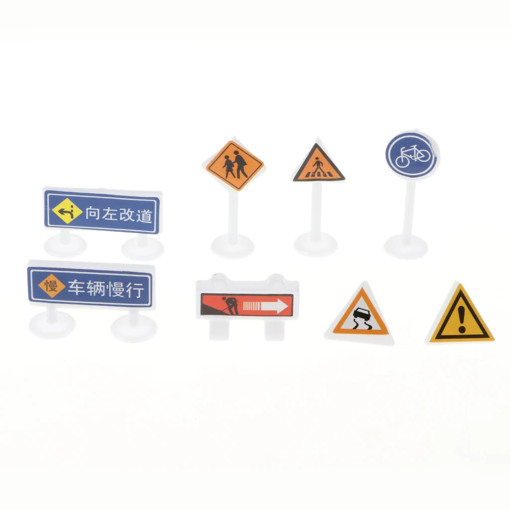 56 pieces Kids Block Street Traffic Signs Kid Children's Educational Toy for Traffic Knowledge Learning Car & Train Playset Gift