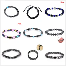 10 Style Fashion font b Slimming b font Weight Loss Round Black Stone Magnetic Therapy Bracelet
