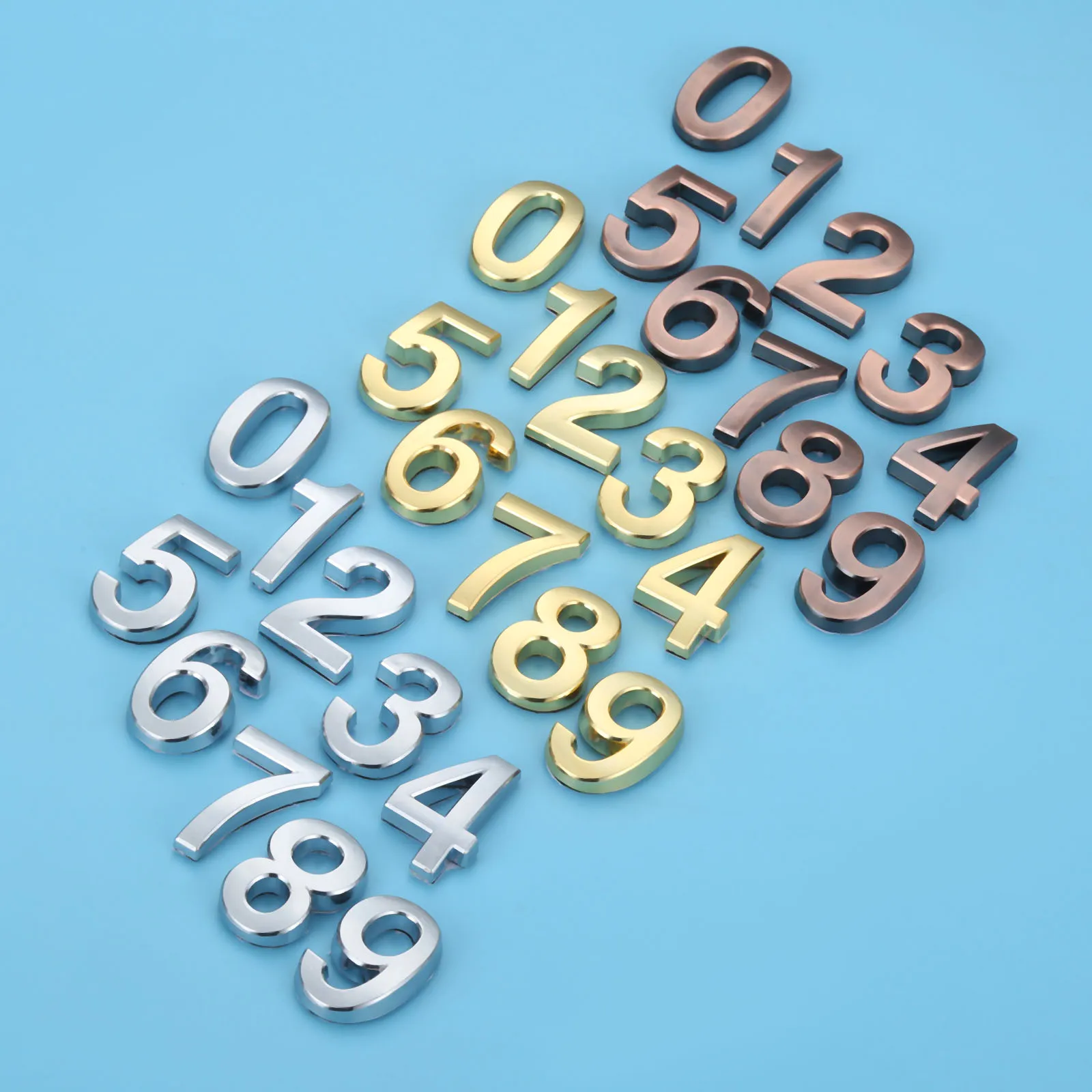 

35mm ABS Plastic Sliver Self-Adhesive 0-9 Curved Door Numbers Customized House Address Sign