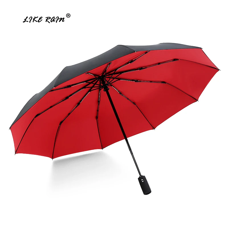 Бренд LIKE RAIN, автоматический зонт, качественные мужские складные зонты, 10 ребер, сильный Ветрозащитный Зонт с двойным слоем UBY22