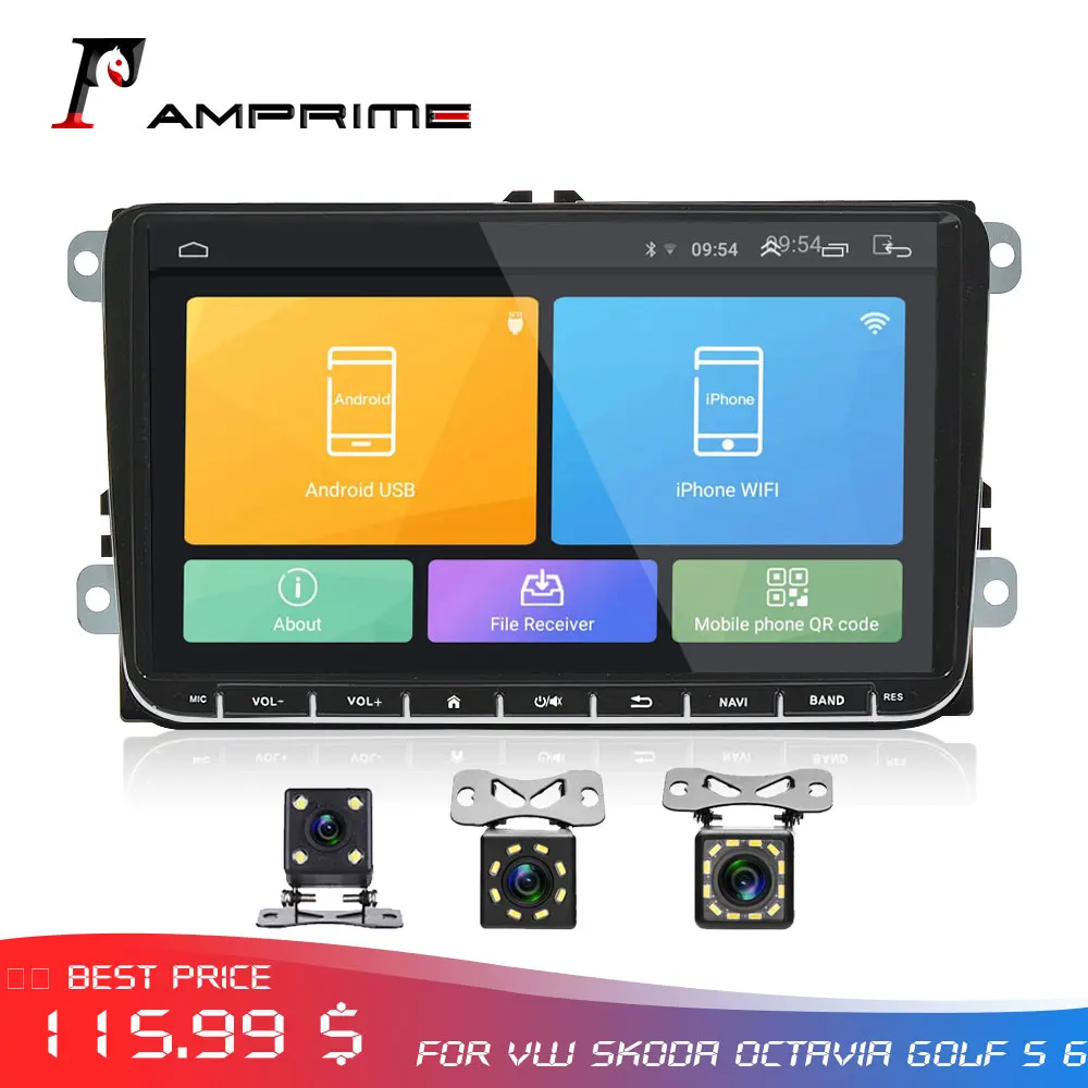 

AMprime 9" Car radio Android GPS Navigation Multimedia Player Autoradio Stereo for Skoda Octavia golf 5 6 touran passat B6