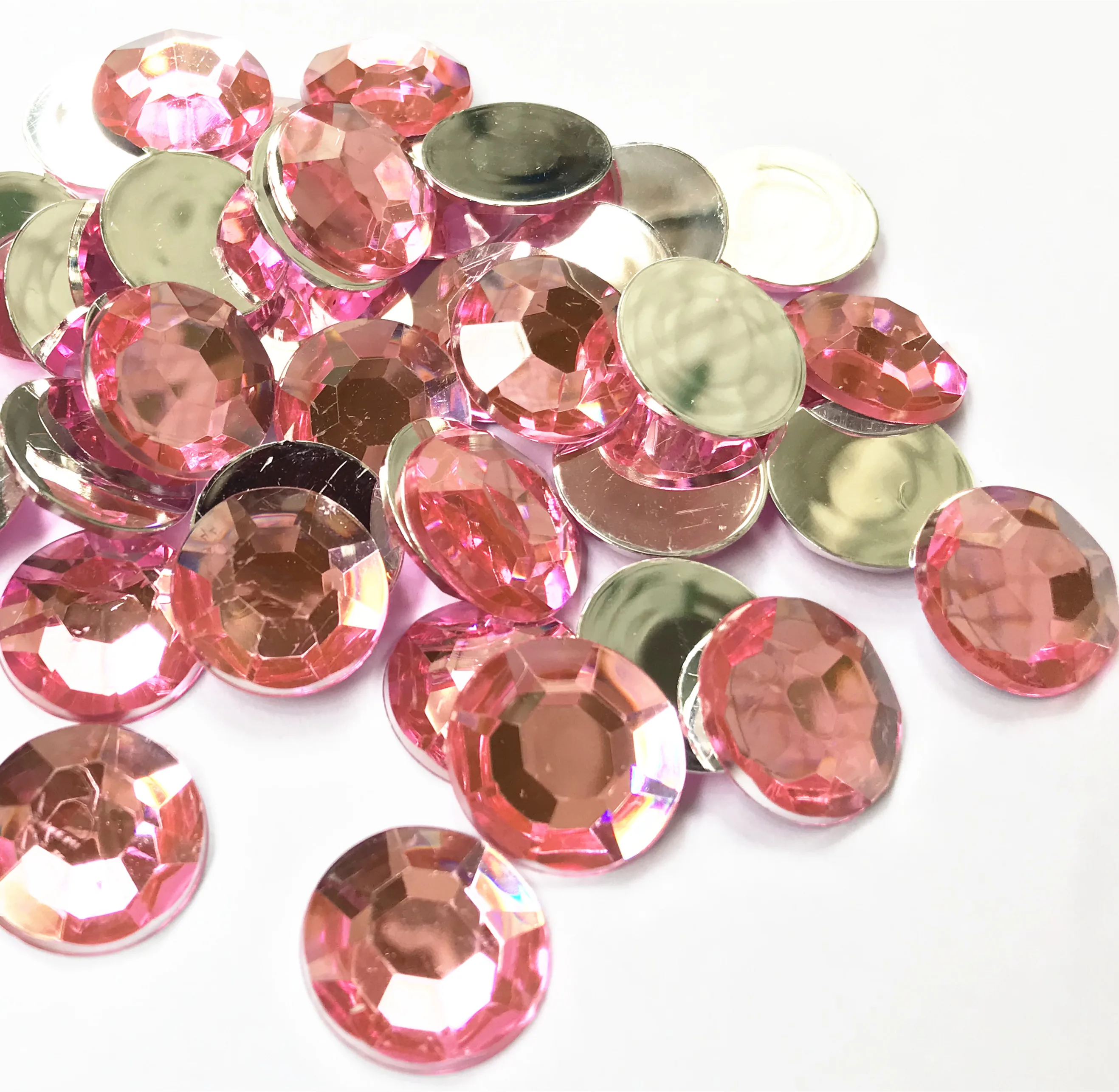 

20mm Flat-Back Acrylic Round Rhinestones, Pack of 100pcs