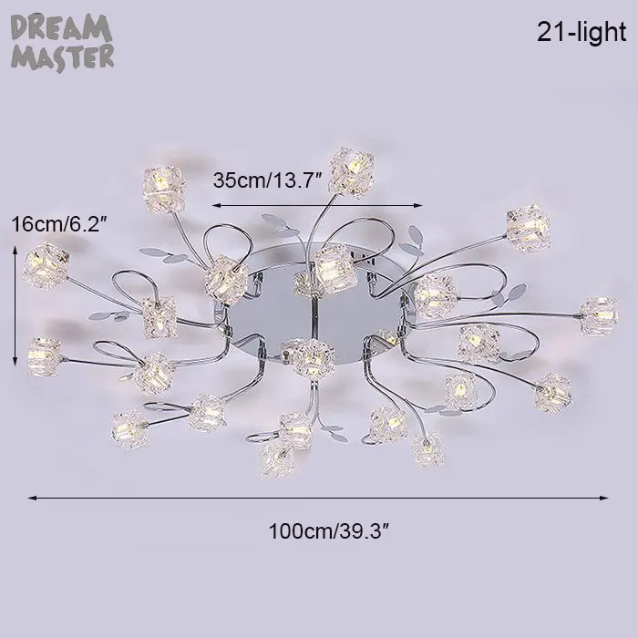 Светодиодный потолочный светильник с кристаллами, современные алюминиевые люстры, стеклянные абажуры, поверхностное крепление, освещение для гостиной, спальни, дома - Цвет корпуса: 21-light