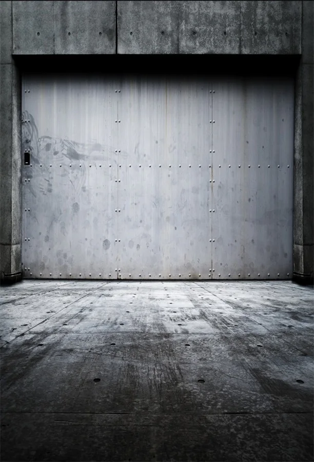 

Laeacco Gray Iron Warehouse Door Scene Baby Newborn Photography Backgrounds Vinyl Custom Photographic Backdrops For Photo Studio
