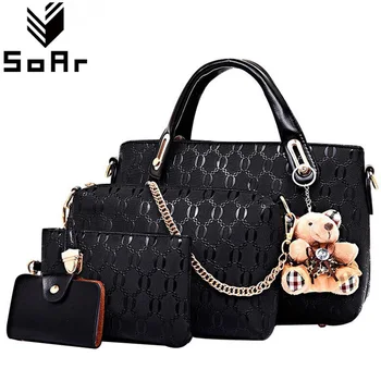 

Women Bag Composite Bags Ladies Women Shoulder Messenger Bags Handbag Black Fashion PU Leather Bolsa 3 set Famous Brands Fashion