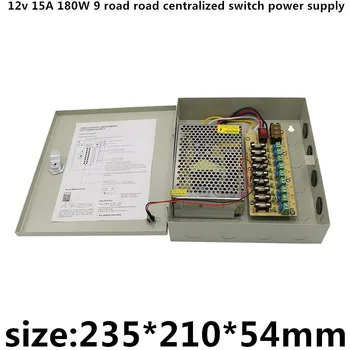 

AC110v-220v DC 12v 15A 180W led strip led Module point Light string light high quality 9 road centralized switch power supply
