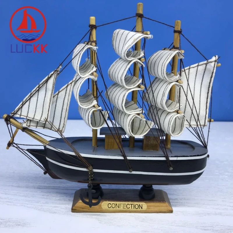 

LUCKK 16CM Wooden Model Ships Black Home Interior Decoration Wood Crafts Room Loft Ornaments Vintage Nautical Creative Model