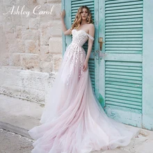 Ashley Carol сексуальное платье без бретелек открытая спина, тюль свадебное платье с аппликацией на шнуровке невесты платье с коротким цельнокроеным рукавом Свадебные платья