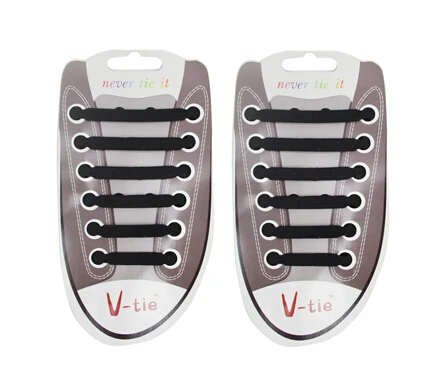 V-tie креативные ленивые силиконовые шнурки подходят для всех спортивных туфель 12 шт./упак - Цвет: black