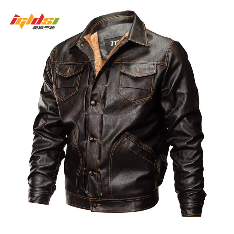

New 2018 Winter PU Leather Jacket Men Tactical Army Bomber Jacket Warm Military Pilot Coat Thick Wool Liner Motorcycle Jacket