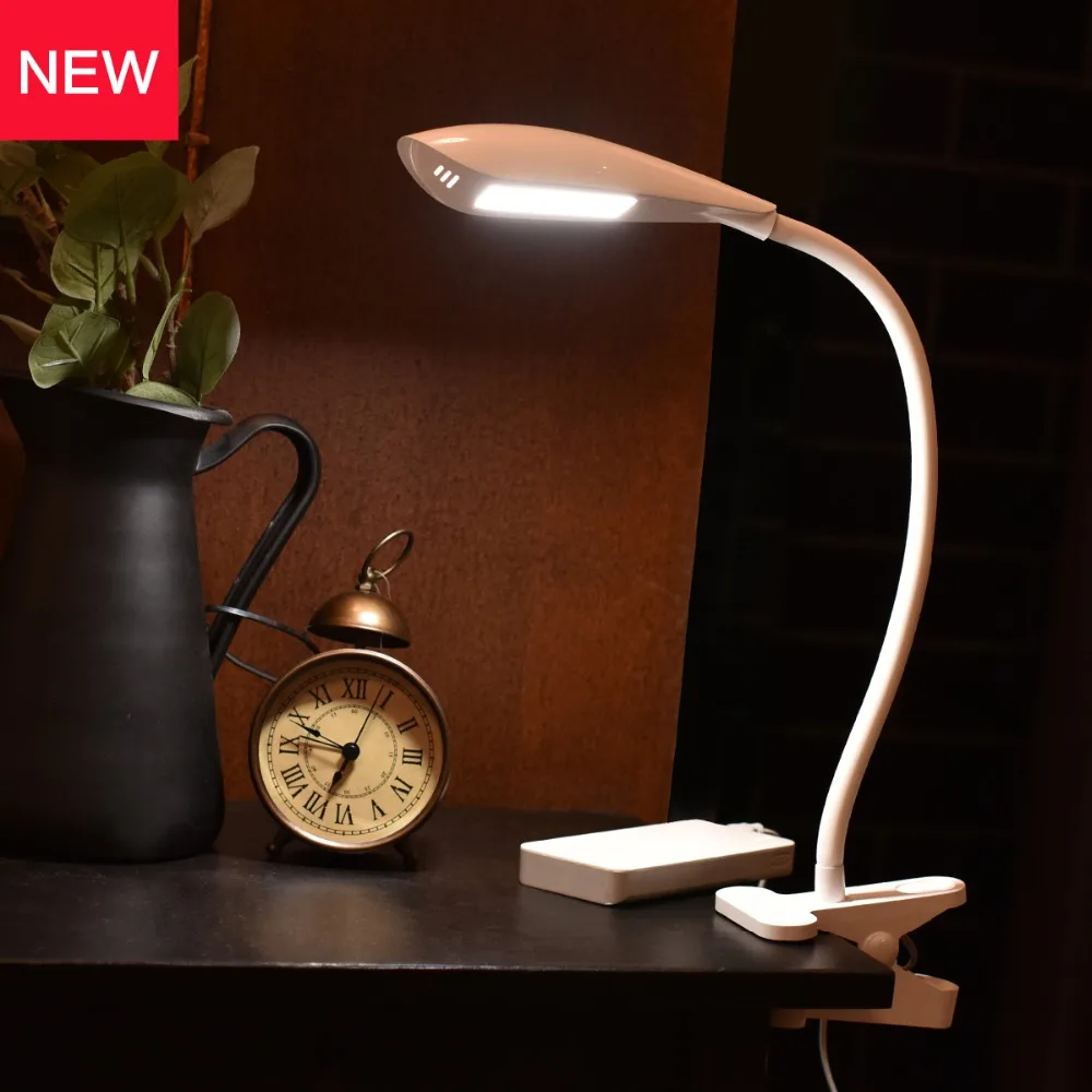 Clip On Desk Lamp Table Lamp with Clamp 3 Level Dimmer Flexible Gooseneck Book Reading Lights