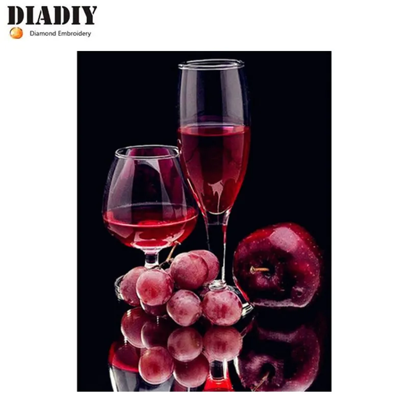 

DIY 5D Full Diamonds Embroidery Wine grape stickers round Diamond Painting Cross Stitch fruit pattern Diamond Mosaic picture