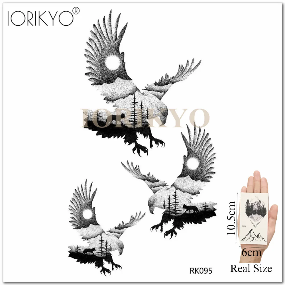 Временные татуировки ioriyo черные наклейки с якорем Орлом женские