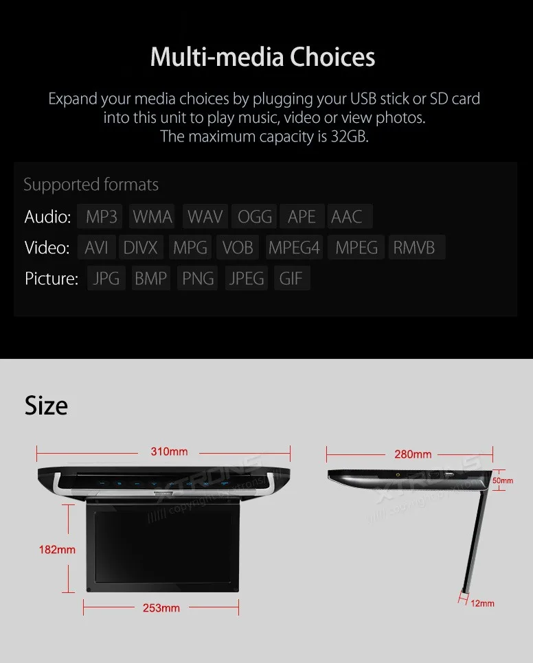 Discount 10" Flip Down Car DVD Car Roof DVD Roof Monitor Car DVD with Built-in HDMI Port & Sleek/Elegant Touch Panel Design 14