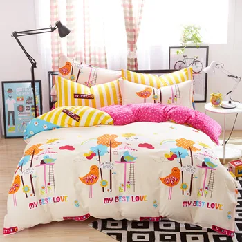 

Beauty Cartoon Birds Duvet Cover Sets For Single Double Bed Kids Adults 6 Sizes 100% Cotton Bedding Sets XF641-25