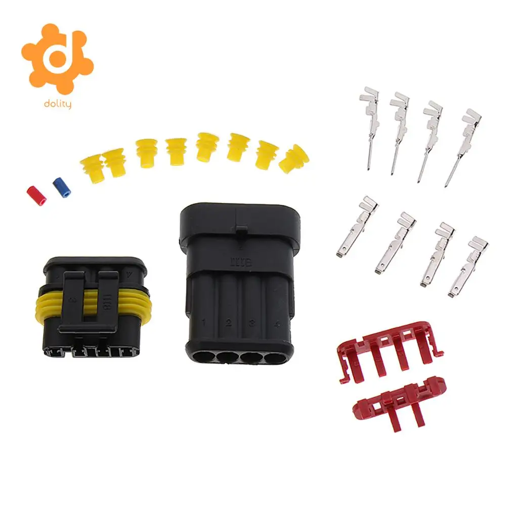 Baoblaze 1 Set 1/2/3/4/6 Pin HID Sealed Waterproof Quick Splice Electrical Wire Connector Plug
