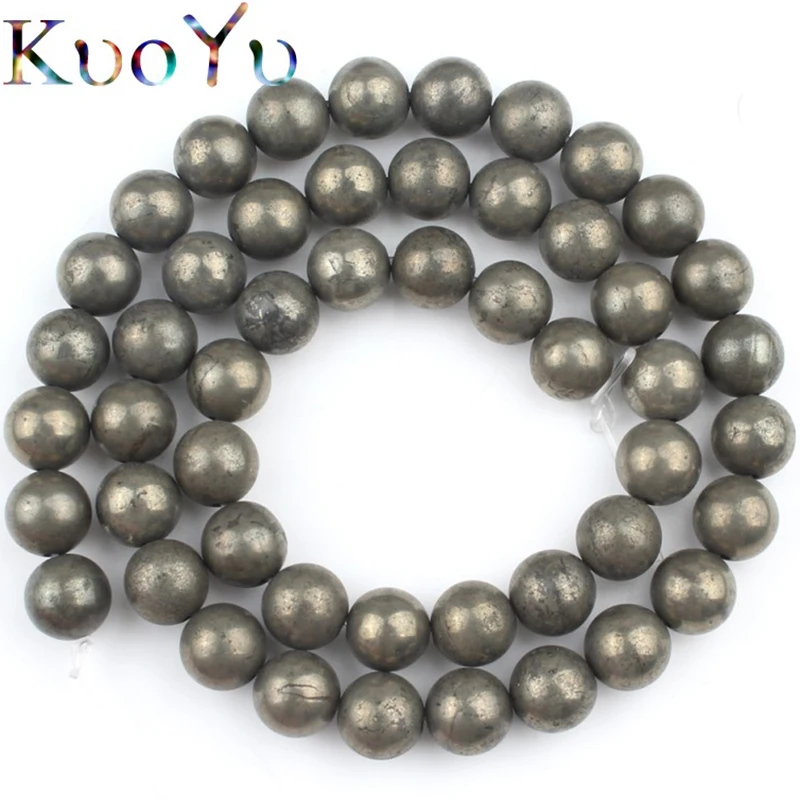 

Natural Stone Iron Pyrite Beads Round Loose Spacer Beads For Jewelry Making 15" Strand 4/6/8mm Diy Bracelets Necklace Wholesale