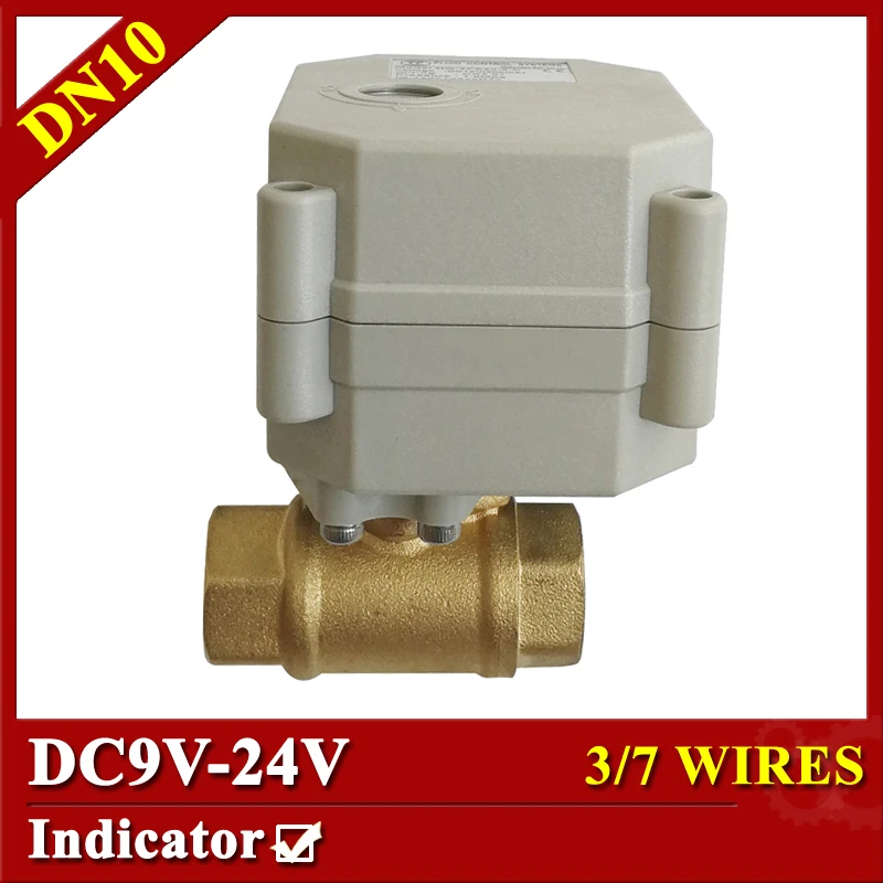 

TF10-B2-C BSP/NPT 3/8" DN10 electric motorized ball valve with position indicator DC9-24V working for water saving system