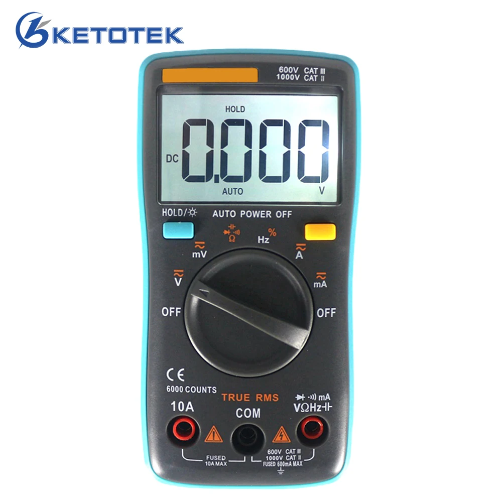 

Digital Multimeter LCD Backlight Auto Range AC DC Voltage Current Meter Resistance Tester Capacitance Monitor Diode Test