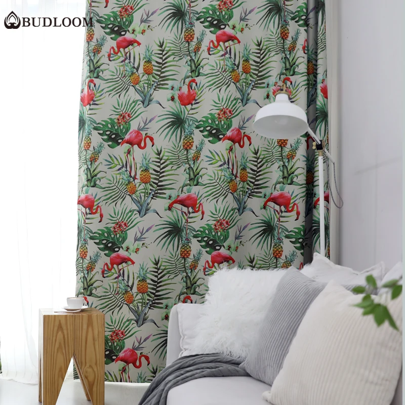 

Budloom blackout curtains for living room pineapple flamingo curtains for kids bedroom printed drapes baby room window shade