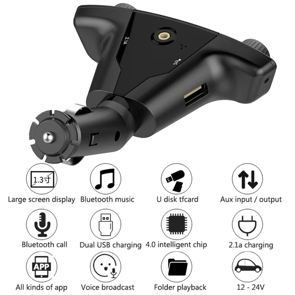 Аудио Автомобильный MP3-плеер FM передатчик модулятор Беспроводной Bluetooth Handsfree car комплект 2.1A двойной Порты usb светодиодный Зарядное устройство 12 V-24 V