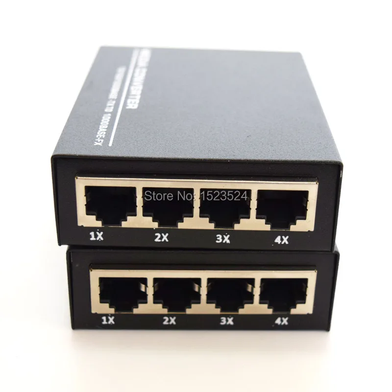 1 пара 10/100/1000 Мбит/с оптоволоконный Ethernet медиа-конвертер гигабит одиночный режим одиночное волокно с 4 RJ45 UTP и 1 SC Порты и разъёмы