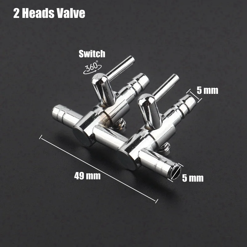5 мм SS аквариумные воздушные разветвители клапан аквариум воздушный насос трубчатый разъем воздушный клапан регулировки громкости кислородный насос регулирующий клапан - Цвет: 2 Heads Valve