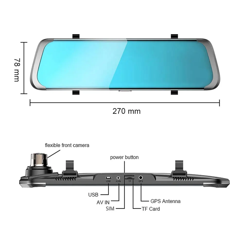  4G ADAS Auto DVR Kamera 10 Zoll Android Stream Media Rückspiegel FHD 1080 P WiFi GPS Dash cam Kanzl