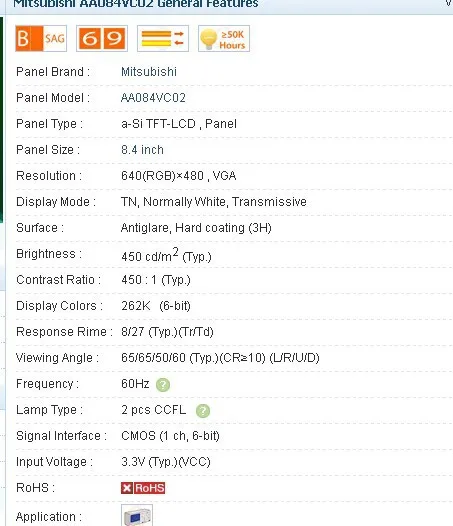 AA084VC02 8,4 дюймовый промышленный ЖК-дисплей, и A+, протестирован перед отправкой