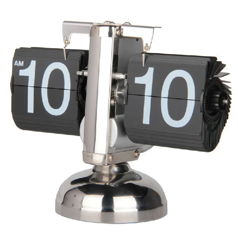 

Creative auto digital quartz flip page turning small scale table clock desk mechanism calendar for home decoration black/white