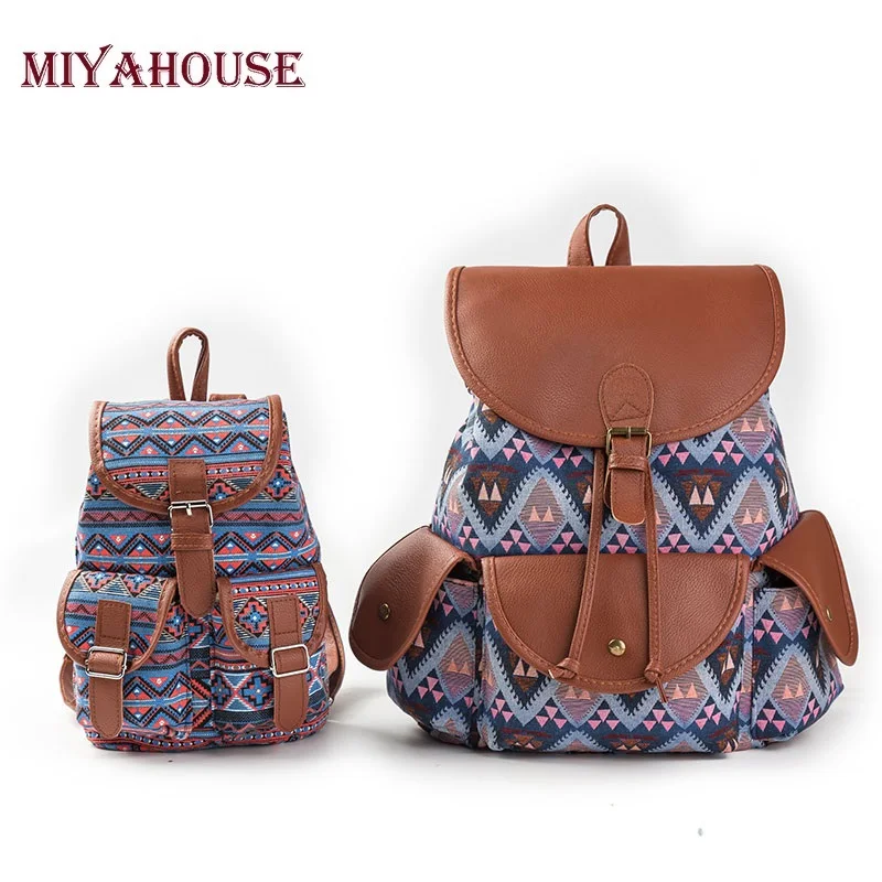 

Miyahouse Vintage Canvas Small Backpack Children Mini Ladies Drawstring Shoulder Bags Women Backpack School Student Backpack