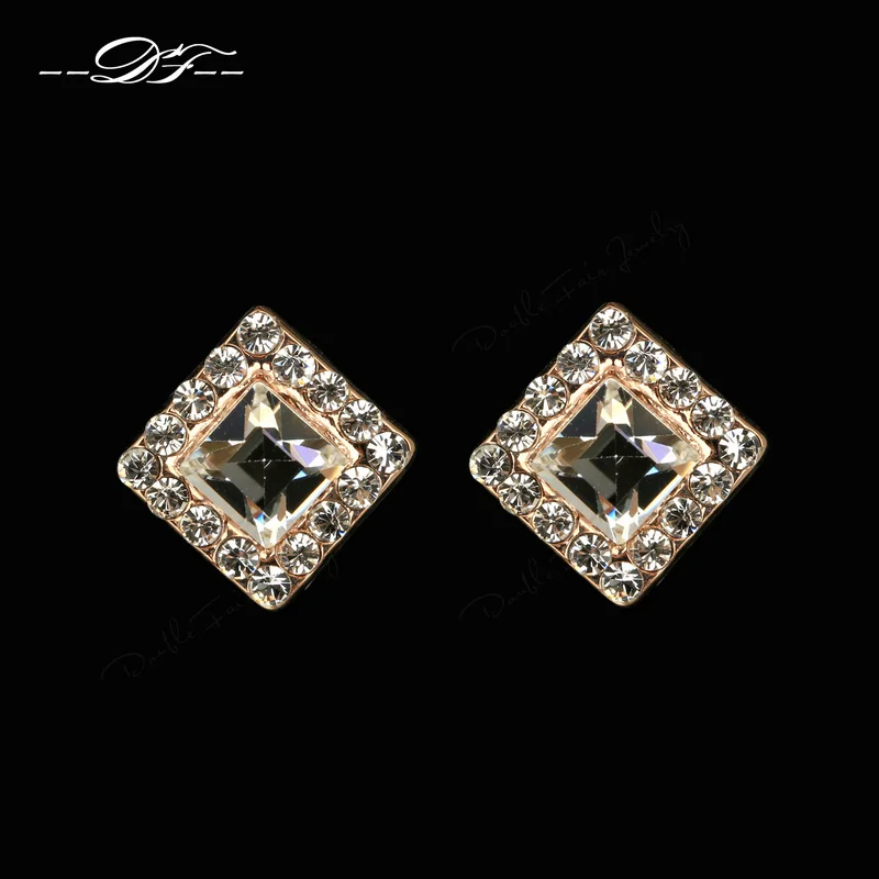 

Vintage Crystal Stud Earrings Rose Gold Color Fashion Brand Crystal Jewelry/Jewellery For Women HotSale DFE265