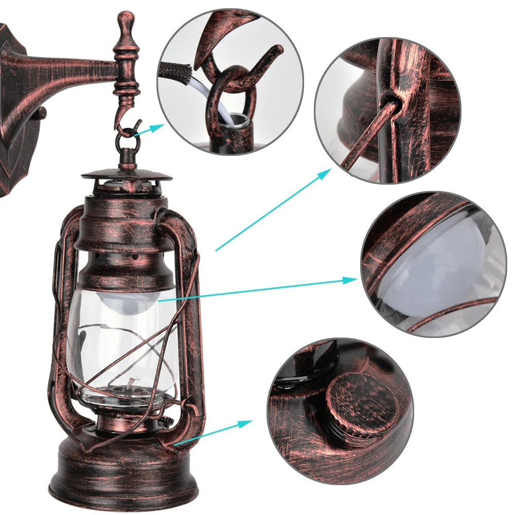 Red Bronze 111-240 В, Ретро стиль, бра, светильник, антикварная железная настенная лампа, приспособление для кафе, бара, прихожей, антикварная настенная лампа, настенная лампа, приспособление - Цвет абажура: Red Bronze