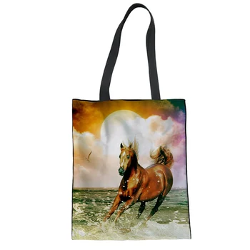 

THIKIN 2019 Popular Young Girls Canvas Tote Bags 3D Custom Crazy Horse Pattern for Women New Fashion Large Capacity Bags Girls