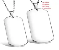 Lot 5pcs/10pcs/50pc Stainless Steel 1.2mm thick Dog Tag Pendant Army card Charms in bulk choose size 14*30mm/20*40mm/28*50mm 1