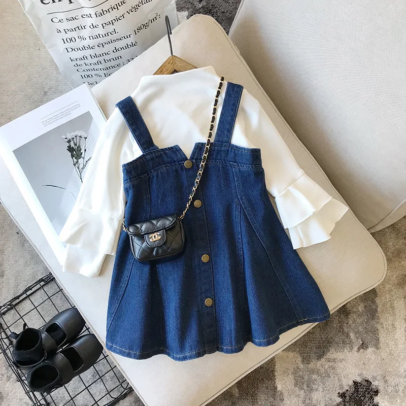 

Fashion Girls dress Spring New Baby Girl Denim overalls dress Button Jeans Sleeveless Kids Strap dresses Kids Girl Clothing