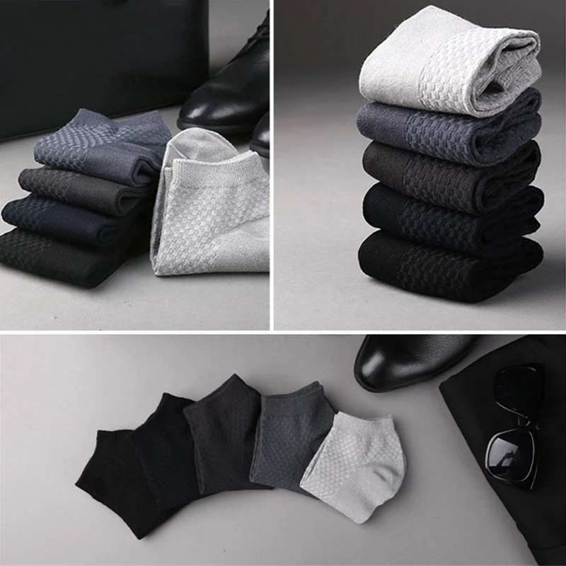5 pairs of spring and summer men's boat socks short tube massage bottom men's cotton socks bamboo fiber shallow mouth socks