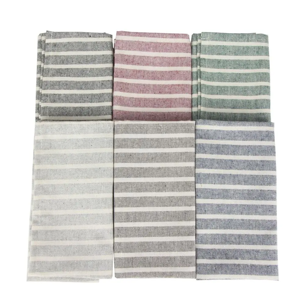 

Set Of 12 Striped cloth Napkins 30 x 40cm cotton linen dinner table Napkins fabric placemats 6 colors