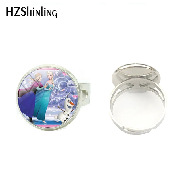 New Style Cartoon Snow Queen Elsa Anna Princess Anime Jewelry Adjustable Rings Silver Ring Round 
