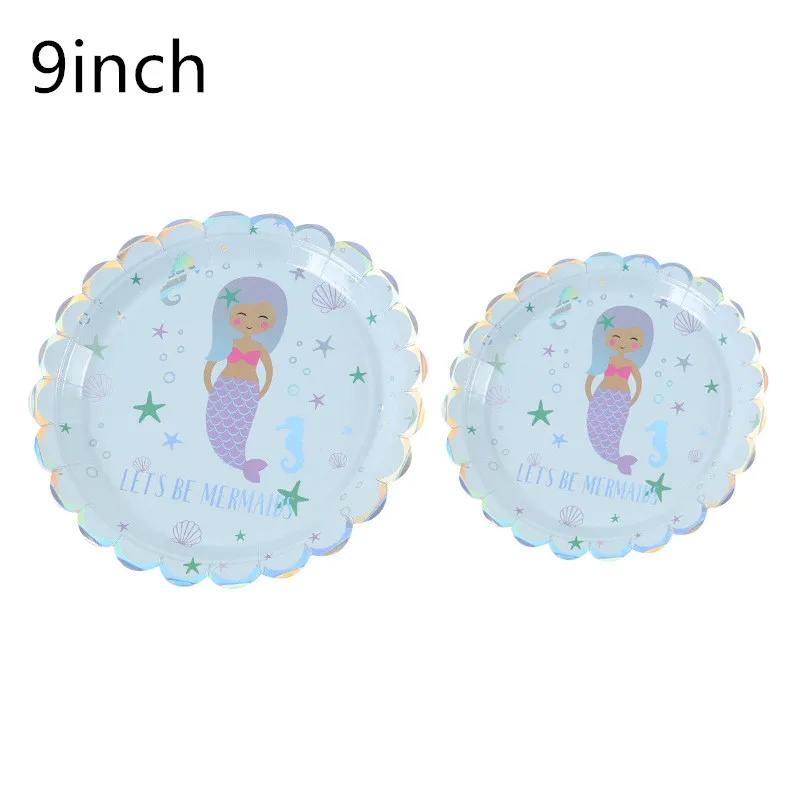 

Mermaid Series Disposable Tableware Set Table Decoration Paper Straws/Cup/ Plate Kid Gift For Wedding/Birthday/Party Supplies
