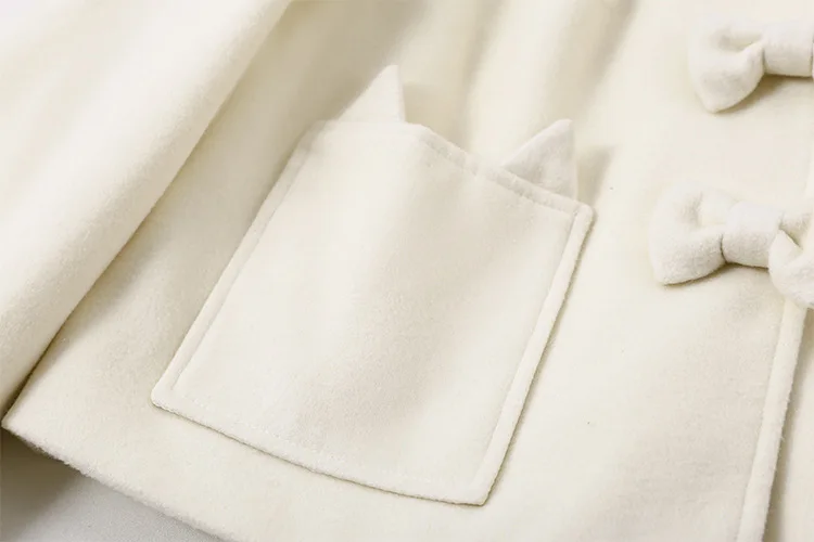 Long Et Hiver Col Mignon Red long Fourrure Outwear White Couleurs Amovible Carré short Poignets Bowknot Lolita Doux Manteau Chaud Type 2 White Chat AwwPT