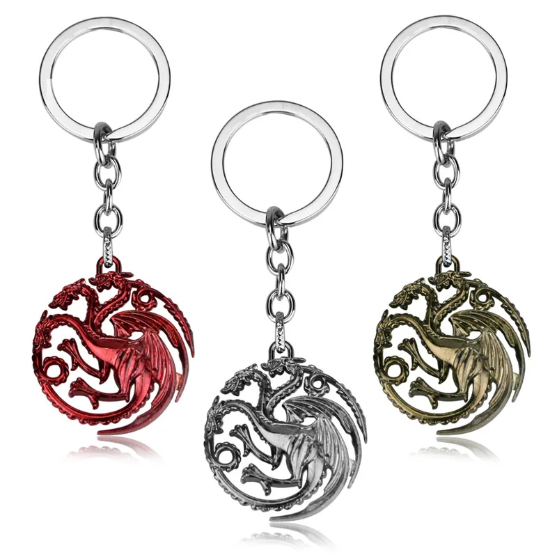 

RJ Game of Thrones Keychains House Stark Wolf Pendants Key Chains A Song Of Ice And Fire Targaryen Dragon Keyring Souvenirs Gift