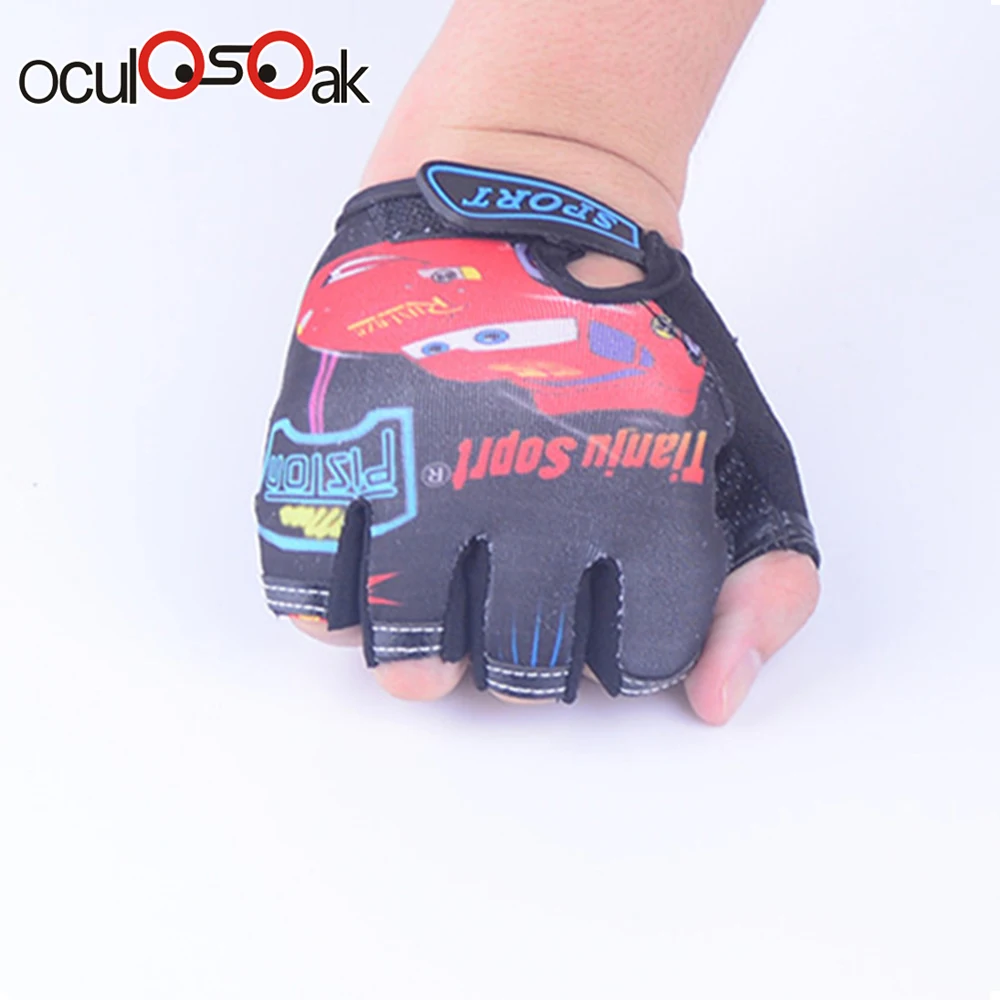 Детские перчатки без пальцев Нескользящие ультратонкие детские спортивные перчатки для мальчиков и девочек Luvas De inverno - Цвет: Car Black