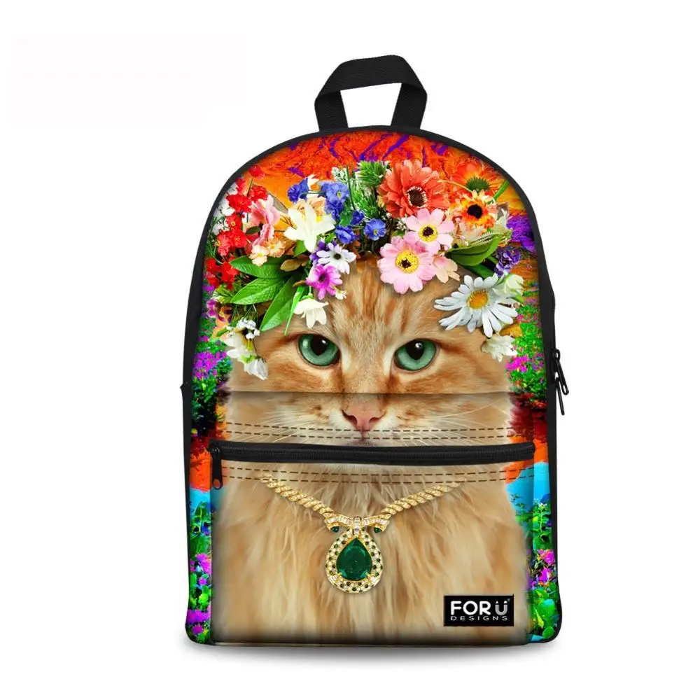 Noisydesigns Cat с цветами на голове плеча рюкзак для подросток студентов малыш мешок подарков Настройка изображения детей школьный - Цвет: CA4704J