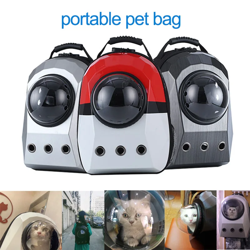 

Pet backpack dog shoulder bag chest out portable travel Capsule breathable cat supplies backpack transparent space carry cage